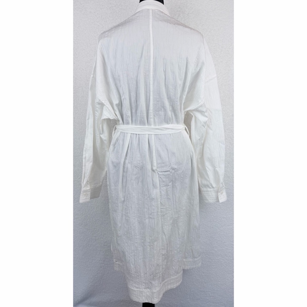 ZIILAM • White Modern Long Sleeve Belted Shirt Dress, S - Picture 5 of 15
